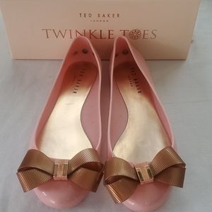 Mink pink jelly flat with rose gold bow